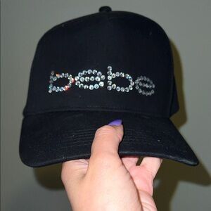 Bebe Rhinestone Embellished Black Baseball Cap